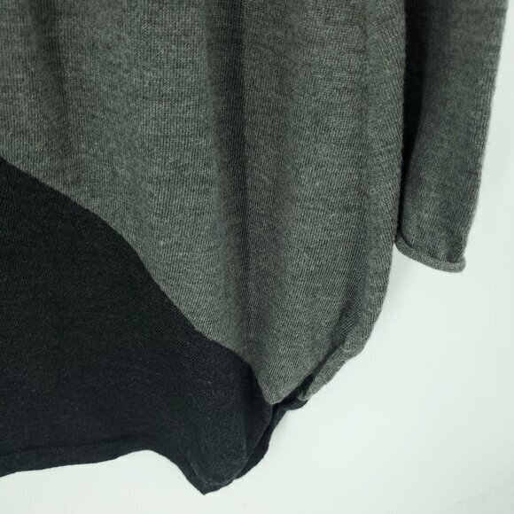 Eileen Fisher 100% Merino Wool V-neck Asymmetrical Sweater S Gray/Black - Picture 13 of 16